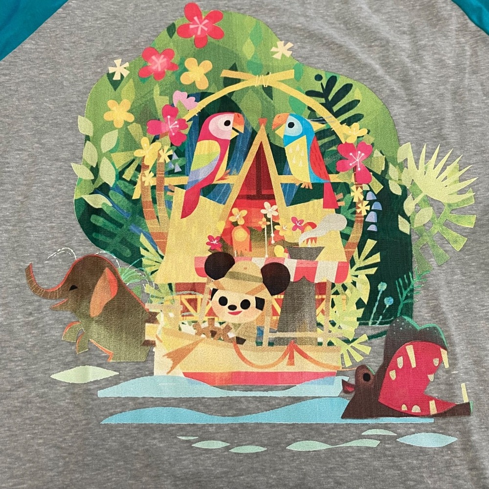Disney Parks Jungle Cruise Joey Chou Raglan 3/4 Sleeve Tee Shirt Small S NWT